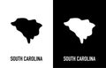 South Carolina - U.S. state. Contour line in white and black color on two face background. Map of The United States of Royalty Free Stock Photo