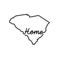 South Carolina US state outline map with the handwritten HOME word. Continuous line drawing of patriotic home sign Royalty Free Stock Photo