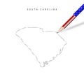 South Carolina US state vector map pencil sketch. South Carolina outline map with pencil in american flag colors Royalty Free Stock Photo