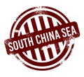 South China Sea - red round grunge button, stamp