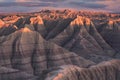 Badlands of South Dakota sunset Royalty Free Stock Photo