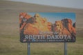 The South Dakota State line border sign for travelers visiting