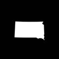 South Dakota State Outline Vector Minimalist White on Black Design Royalty Free Stock Photo