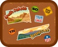 South Dakota, Tennessee travel stickers with scenic attractions