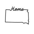 South Dakota US state outline map with the handwritten HOME word. Continuous line drawing of patriotic home sign Royalty Free Stock Photo