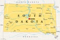 South Dakota, SD, political map, US state, The Mount Rushmore State