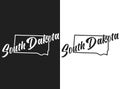 South Dakota vector illustration. Black and white logo of the name of the USA state. Hand-drawn emblem of the United States of Royalty Free Stock Photo