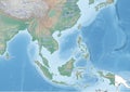 South East Asia continent Illustration seas and oceans Royalty Free Stock Photo