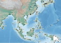 South East Asia continent Illustration with the biggest ports Royalty Free Stock Photo