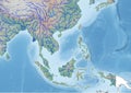 South East Asia continent Illustration with the main rivers Royalty Free Stock Photo