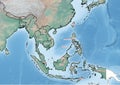 South East Asia continent Illustration with sovereign states Royalty Free Stock Photo