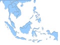 South East Asia map blue and region Royalty Free Stock Photo