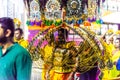 Asia/Singapore - Feb 8 2020 : Devotee carrying kavadi preparing for ceremony prayers blessings during Thaipusam festival. Hindu