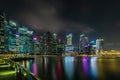 Singapore, Night illuminated city landscape cityscape of commerical financial central