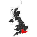 South east of United Kingdom of Great Britain and Northern Ireland map, detailed web vector Royalty Free Stock Photo