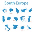 South europe - vector maps of territories