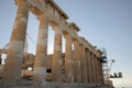 South facade of the Parthenon during reconstruction works. Temple on the Athenian Acropolis, Greece, dedicated to goddess Athena. Royalty Free Stock Photo