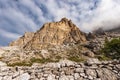 South Face of Drei Zinnen or Tre Cime di Lavaredo - Sesto Dolomites Italian Alps Royalty Free Stock Photo