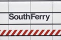 South Ferry sign at a wall