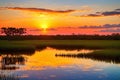 South Florida Everglades USA Sunset.