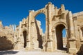 South gate of the ancient Roman city of Gerasa, modern Jerash in Jordan. Royalty Free Stock Photo