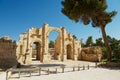 South gate of the ancient Roman city of Gerasa, modern Jerash in Jordan. Royalty Free Stock Photo