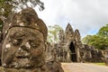 South gate of Angkor Thom along with a bridge of statues of gods and demons, Angkor, Cambodia Royalty Free Stock Photo