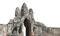 South gate at Angkor Thom or Nokor Thom isolated on white background.  It was the last and most enduring capital city of the Khm Royalty Free Stock Photo