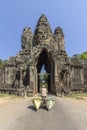 South Gate entrance to Angkor Thom, the last and most enduring capital city of the Khmer empire Royalty Free Stock Photo