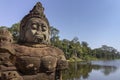 South Gate entrance to Angkor Thom, the last and most enduring capital city of the Khmer empire Royalty Free Stock Photo