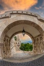 South gate of the famous Fisherman Bastion, Budapest, Hungary Royalty Free Stock Photo