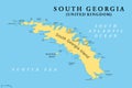 South Georgia, political map, a British Overseas Territory