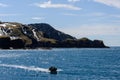 Beautiful antarctic landscape with iceberg and mountains