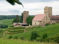 South german medieval castle in the middle of vineyards Royalty Free Stock Photo