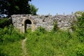 Foot path to gate of castle ruin wall