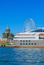 South harbor, Russian Orthodox Uspenski Cathedral, the SkyWheel, in Helsinki Royalty Free Stock Photo