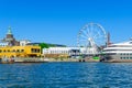 South harbor, Russian Orthodox Uspenski Cathedral, the SkyWheel, in Helsinki Royalty Free Stock Photo