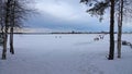 Iceroad from Grasjaloren island to Lulea on a winter day in Sweden Royalty Free Stock Photo