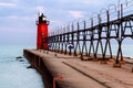 South Haven Lighthouse with Catwalk Royalty Free Stock Photo