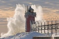 South Haven Lighthouse Winter Royalty Free Stock Photo