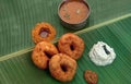 Medhu wada served with sambar & chutney