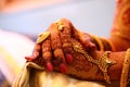 South Indian bride hands. Beautiful hands with accessories.
