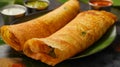 South Indian Delight: Crisp Dosa Feast with Chutney and Sambha