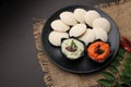 South indian food idli coconut chutney with curry leaves and red chillies Royalty Free Stock Photo