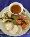 South Indian food platter with idli, sambar, wada