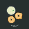 South Indian Snack Food Vada and Chutney Vector Royalty Free Stock Photo