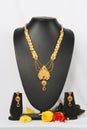 South Indian gold necklace and earring set Royalty Free Stock Photo