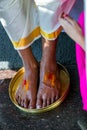 South Indian Hindu Wedding Feet washing Ritual Royalty Free Stock Photo
