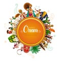 south Indian Kerala festival happy onam greetings background. editable vector illustration design