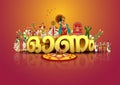 south Indian Kerala festival happy onam greetings background.